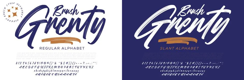 Brush Script Font Regular &amp; Slant Alphabet Illustrazione stock