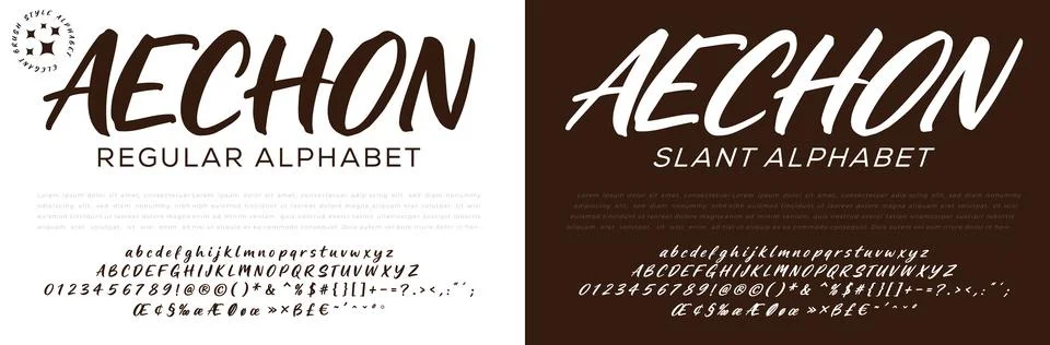 Brush Script &amp; Slant Font Vector Alphabet Illustrazione stock