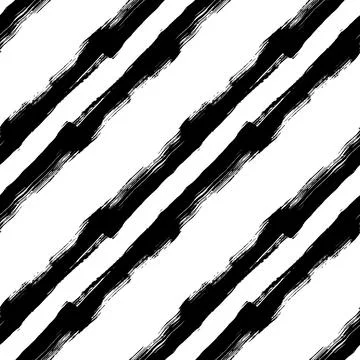 Brush Seamless Pattern Grange Minimalist Geometric Design in Black Color. Modern Stock Illustration