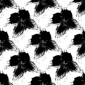 Brush Seamless Pattern Grange Minimalist Geometric Design in Black Color. Modern Stock Illustration