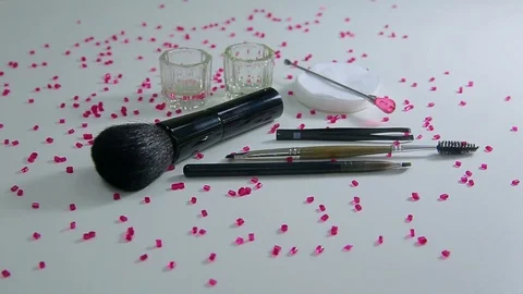 Brush set for make-up Stock Footage 97197916