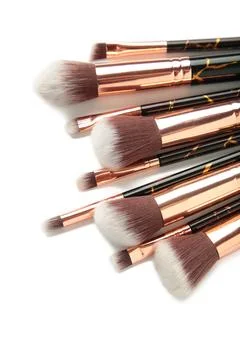 Brush set for make-up isolated on white background Stock Photos