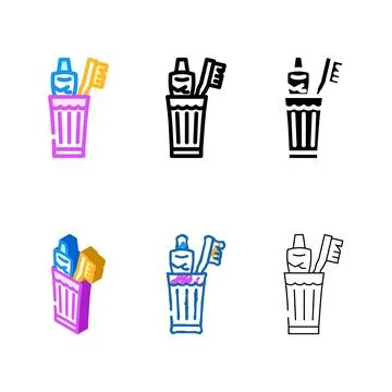 Brush set your teeth color icon vector Stock Illustration