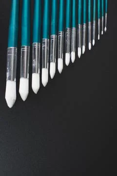 Brush sizes with black background Stock Photos