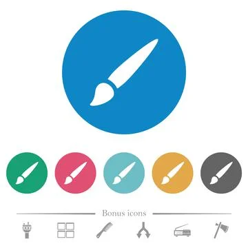 Brush solid flat round icons Stock Illustration