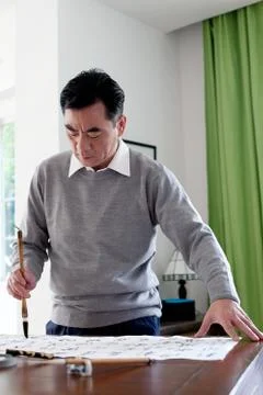 Brush Standing. Hobbies Chinese elements Nourishing Oriental figures Alone Stock Photos