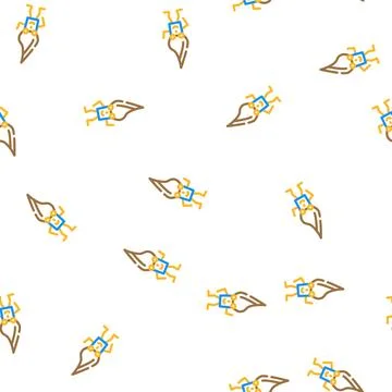 Brush stationery character vector seamless pattern Stockillustratie
