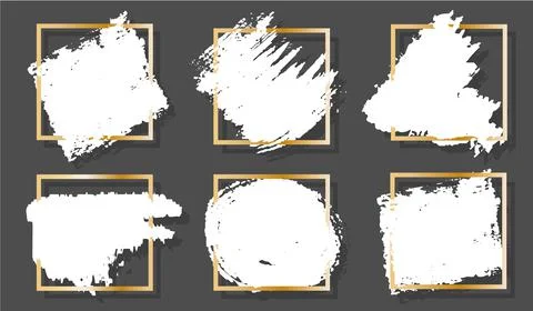 Brush stroke abstract white spots set hand drawn Stock Illustration