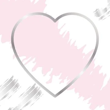 Brush stroke and line silver gradient heart Stock Illustration