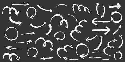 Brush stroke arrows set. Up and down direction pointer. Hand drawn abstract イラスト素材