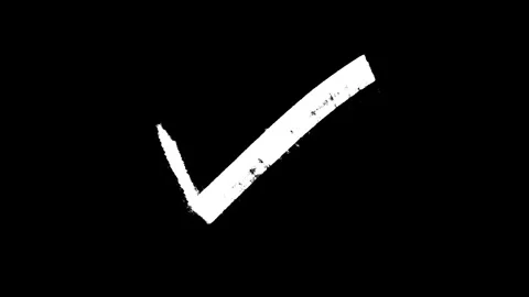 Brush stroke bold check mark stands out clearly on black Stock-Footage 333626816