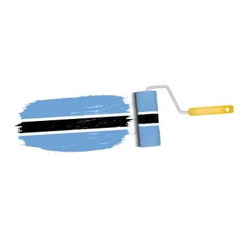 Brush Stroke With Botswana National Flag Isolated On A White Background. Vector Stock Illustration