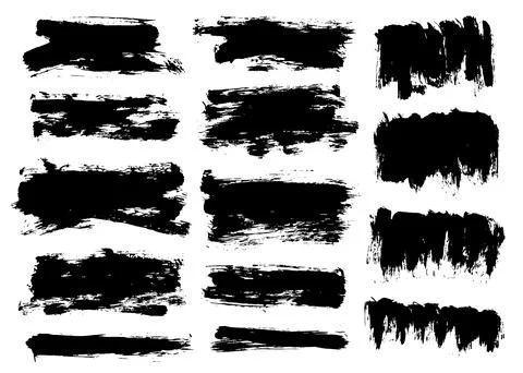 Brush stroke bundle. Textured vector paintbrush set Stock Illustration