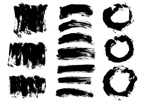 Brush stroke bundle. Textured vector paintbrush set Stock Illustration