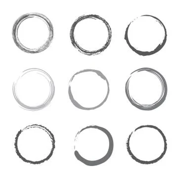 Brush stroke circle and hand drawn with ink icon vector Stock Illustration