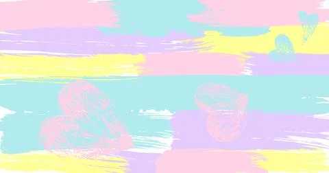 Brush stroke composition background element pink, yellow, lilac, lavender Stock Illustration