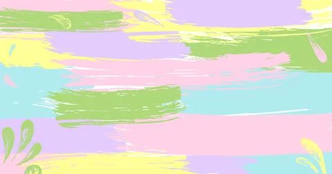 Brush stroke composition background element pink, yellow, lilac, lavender Stock Illustration