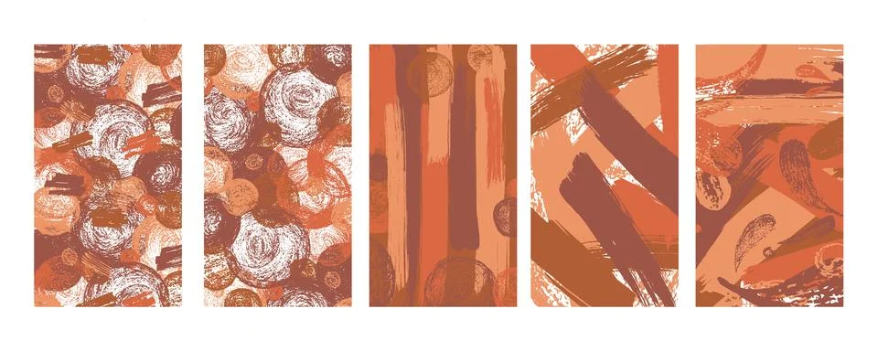 Brush stroke composition backgrounds pack warm brown autumn colours. Vector Stock-Illustration