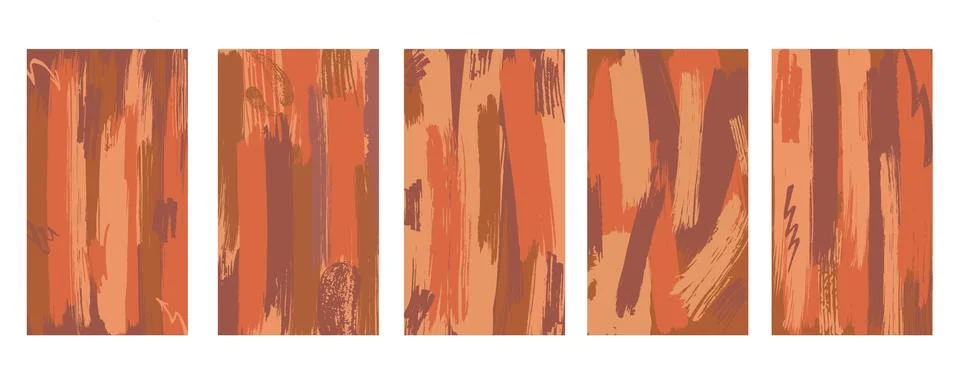 Brush stroke composition backgrounds pack warm brown autumn colours. Vector Stock Illustration