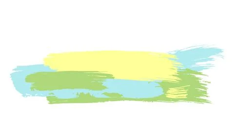 Brush stroke composition element blue, yellow, green colours. Vector stock hand Stock Illustration
