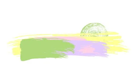 Brush stroke composition element pink, yellow, green colours. Vector stock hand Stock Illustration