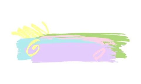 Brush stroke composition element pink, yellow, green colours. Vector stock hand Stock Illustration