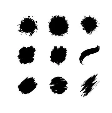 Brush stroke design collection with multiple pieces of artistic paint effec.. Stock Illustration