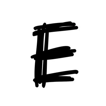Brush stroke E letter latin english Stock Illustration