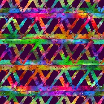 Brush Stroke Geometric Grung Pattern Seamless in Rainbow Color Background. Gunge Illustrazione stock