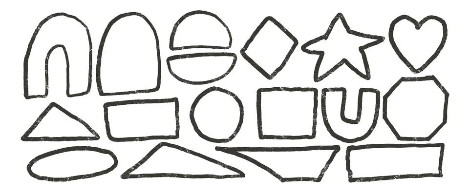 Brush stroke geometric shapes set. Text boxes underline textured frames. Octagon Stock Illustration