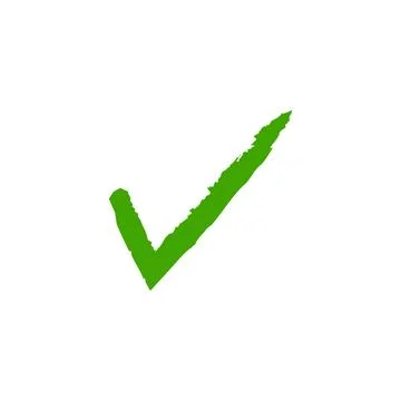 Brush Stroke Green Check Mark Icon Symbol of Approval Vector Stock Illustration