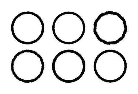 Brush stroke grunge circle shape border vector set 库存插图