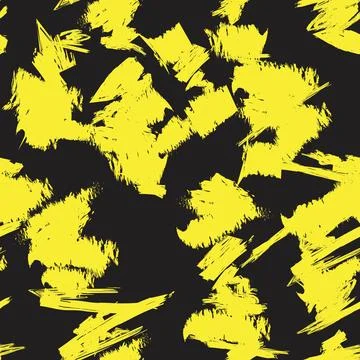 Brush stroke grunge texture textile pattern design in yellow and black for .. Stock Illustration