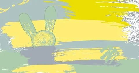 Brush stroke hand draw abstract background yellow and green boho colours. Vector Stock Illustration