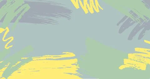 Brush stroke hand draw abstract background yellow and green boho colours. Vector Stock Illustration