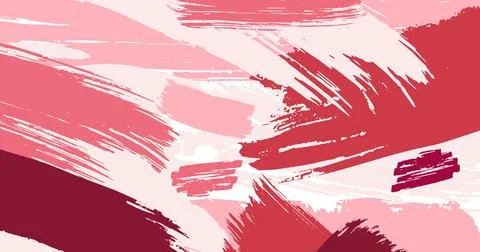 Brush stroke hand draw abstract background pink, red, brown palette colours Stock Illustration
