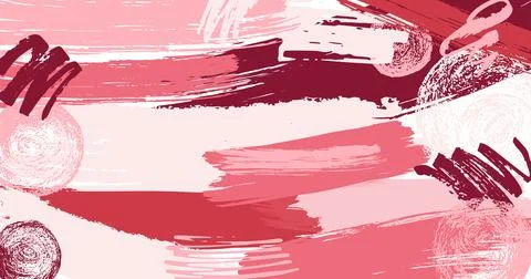 Brush stroke hand draw abstract background pink, red, brown palette colours Stock Illustration