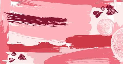 Brush stroke hand draw abstract background pink, red, brown palette colours Stock Illustration