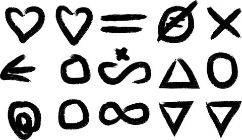 Brush stroke hand drawn grunge symbols set. abstract distressed graphic ele.. 스톡 일러스트