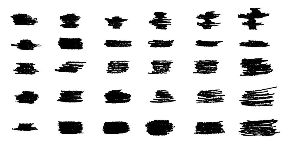 Brush stroke hand drown elements set. Vector stock illustration isolated on 库存插图