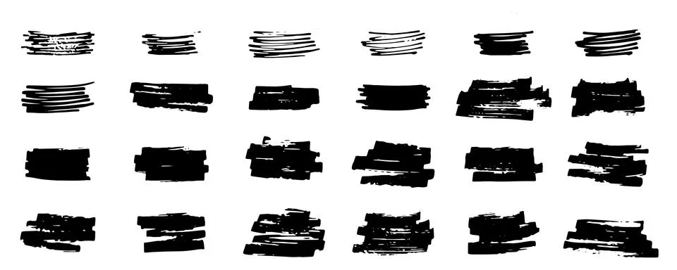 Brush stroke hand drown elements set. Vector stock illustration isolated on Stock Illustration