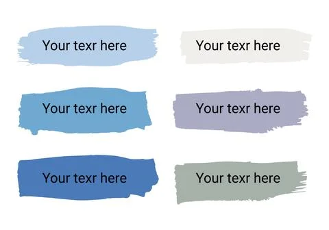 Brush stroke label set with text placeholders in blue and pastel tones Stock Illustration