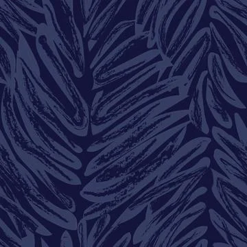 Brush stroke Leaf texture textile pattern design in dark blue for fashion a.. イラスト素材
