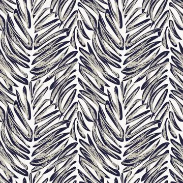 Brush stroke Leaf texture textile pattern design in navy blue and beige for.. Ilustración de archivo