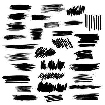 Brush stroke line element, grunge charcoal hand drawn hatches scribble mark.. Illustrazione stock