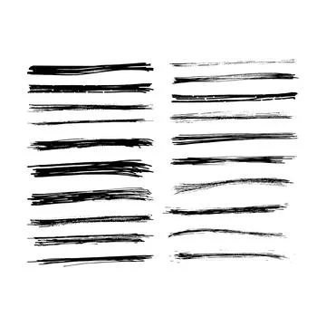 Brush stroke line element, grunge charcoal hand drawn hatches scribble mark.. Stock Illustration