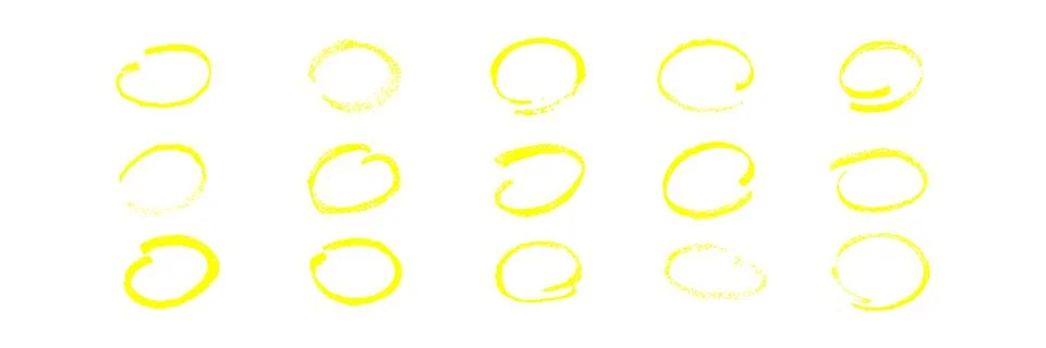 Brush stroke ovals highlight set. Hand draw vector stock illustration isolated Stock Illustration