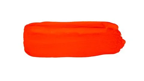 Brush stroke of red paint, on a white background, Coral color ,close-up Stock Illustration