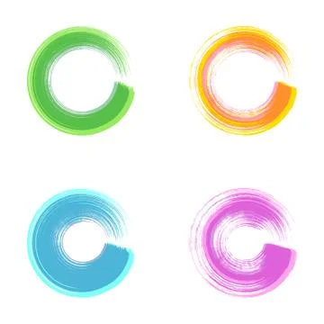 Brush stroke round design elements Stock Illustration