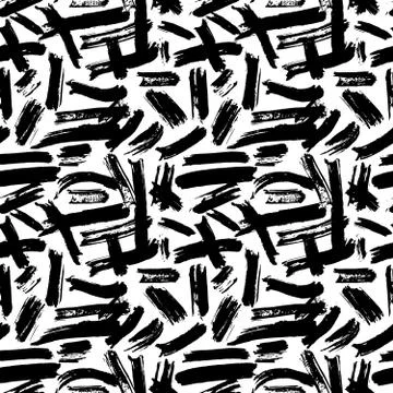 Brush stroke seamless pattern, hand drawn grunge textured background vector i 스톡 일러스트